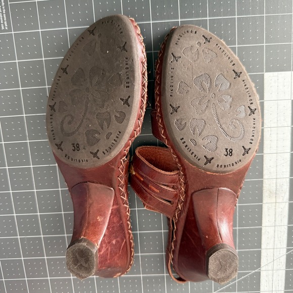 Pikolinos Womens 38 Leather Floral Fairy Boho Wedge Sandals Indie Earthy Artsy - Picture 6 of 6